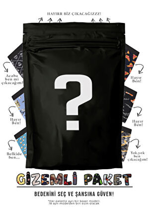 Erkek 3 Adet Rastgele Sürpriz Desenli Boxer - Özel Gizemli Paketinde Sürpriz Boxer