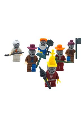 Hayal Gücünü Canlandıran 6'lı Lego Uyumlu Plants vs Zombies Figürleri 5cm. ve Aksesuarları