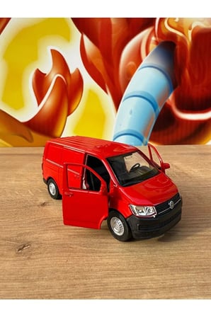 Transporter T6 Diecast Araba Açılan Kapılar Çekbırak Transporter Model Araba Kırmızı