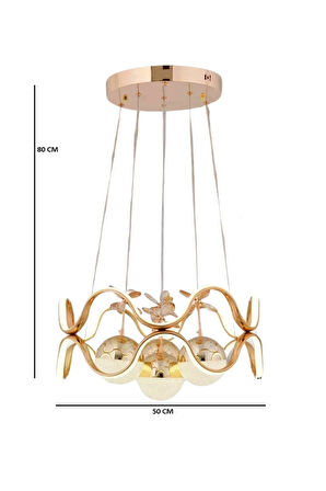 Modern 4 Lü Ledli Gold 3 Renk Sarkıt Avize