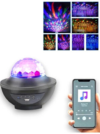 Xy-918 Bluetoothlu Hoparlör Mp3 Usb Dönen Işıklı Disko Topu