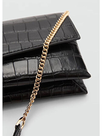 Mango Timsah Derisi Desenli Kapaklı Çanta