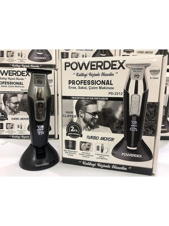 Powerdex Professional PD-2212 Gümüş Renkli Kablosuz Saç Sakal Tıraş Makinesi Islak & Kuru Kullanım Digital Göstergeli 