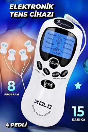 Dijital Portatif Tens Ems Masaj Cihazı, Fonksiyonel Kolay Kullanım 2 Kanal 8 Program
