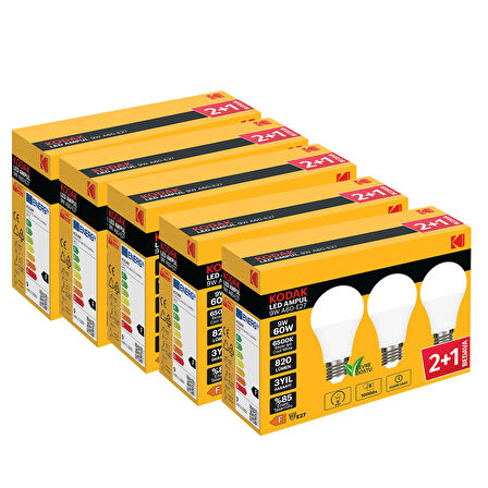 Kodak 15 Adet 9W A60 E27 Led Ampul - Beyaz Işık