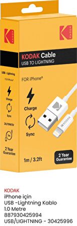 KODAK IPHONE IÇIN USB LIGHTNING KABLO 1.0 METRE