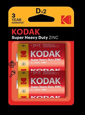 KODAK 2 ADET ÇINKO KARBON BLISTER BÜYÜK PIL