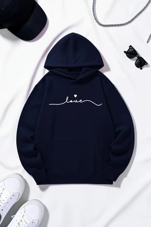Unisex Love Baskılı Oversize Hoodie Kapüşonlu Sweatshirt