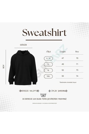 Unisex Love Baskılı Oversize Hoodie Kapüşonlu Sweatshirt