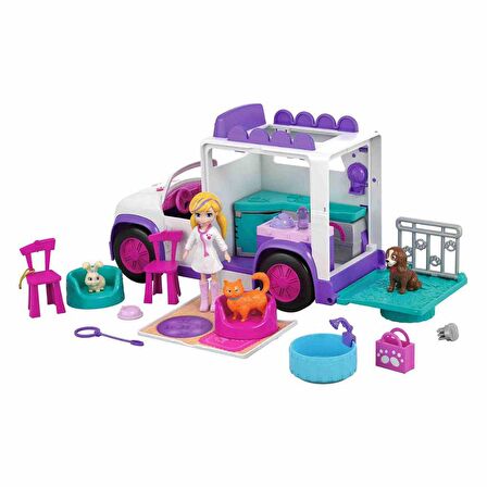 Polly Pocket Mobil Veteriner Kliniği Aracı GFR04 Lisanslı Ürün