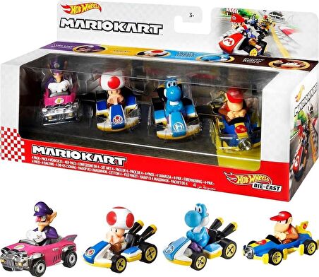 Hot Wheels Mario Kart Aracı 4'lü Paket GWB36