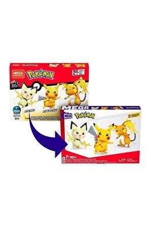 Gyh06 Mega - Pikachu Dönüşüm 3lüsü 621 Parça