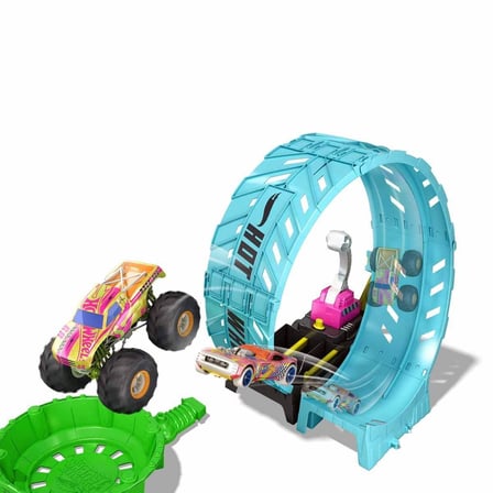 Hot Wheels Monster Trucks Karanlıkta Parlayan Çemberde Yarış Seti - Neon Aksiyonlu Oyun Seti