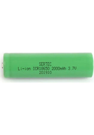 Sertec 18650 3.7 V 2000 mAh 1C Lion Başlıklı 2 Adet Şarj Edilebilir Pil