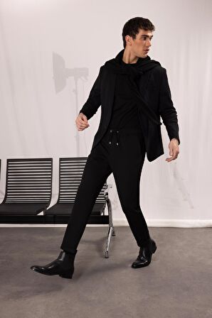 DeFacto Gabardin Jogger Pantolon Duble Paça Beli Lastikli Cepli Y2651AZ24AUBK27