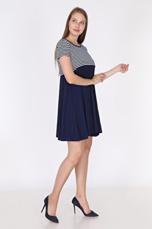 Luvmabelly 5851 - Üstü Lacivert Çizgili Altı Siyah