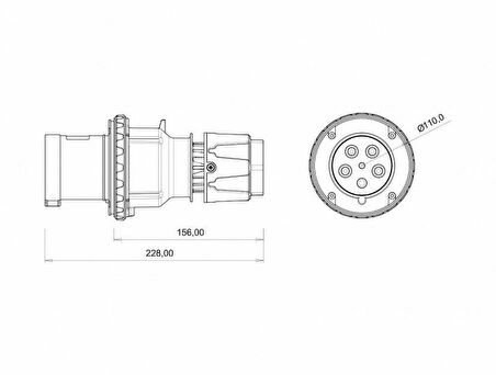 Bemis 5X125A Düz Seyyar Erkek Fiş IP 44 380 Volt BC1-6505-7011