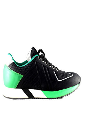 Cesare Paciotti 4US İU1FNB Black Green Spor Deri Siyah Yeşil Renk Erkek Sneaker Ayakkabı 