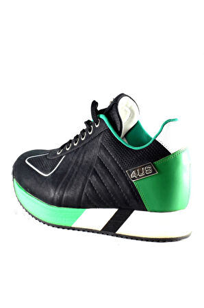 Cesare Paciotti 4US İU1FNB Black Green Spor Deri Siyah Yeşil Renk Erkek Sneaker Ayakkabı 