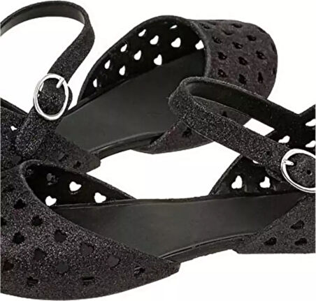 Mel By Melissa Milkshake 32116 Black Glitter Siyah Simli Renk Babet PVC Kadın Ayakkabı