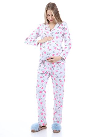 Luvmabelly MYRA9535 Düğmeli Biyeli Hamile Pijama T