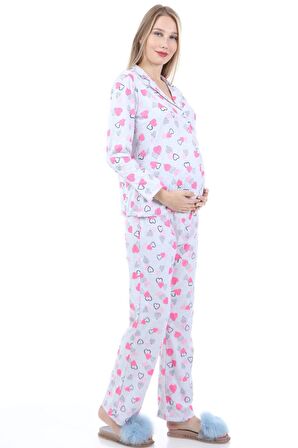 Luvmabelly MYRA9535 Düğmeli Biyeli Hamile Pijama T