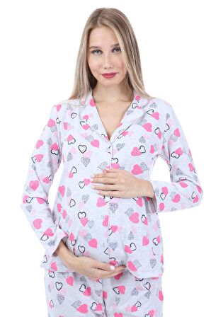 Luvmabelly MYRA9535 Düğmeli Biyeli Hamile Pijama T