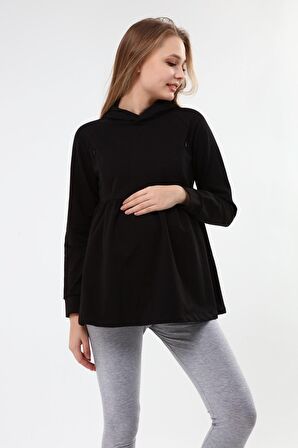 Luvmabelly MYRA4531 Büzgülü Fermuarlı Emzirme Swea