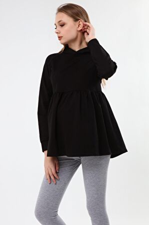 Luvmabelly MYRA4531 Büzgülü Fermuarlı Emzirme Swea