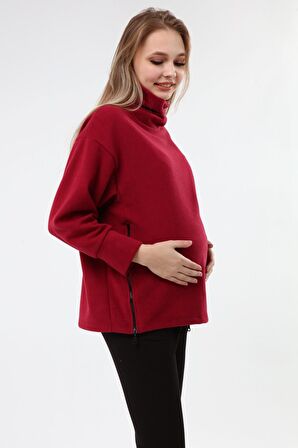 Luvmabelly MYRA4282 Fermuarlı Hamile Sweatshirt -B