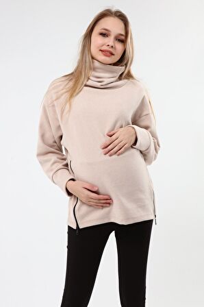 Luvmabelly MYRA4281 Fermuarlı Hamile Sweatshirt -B