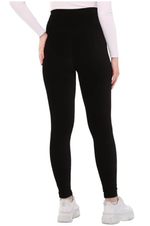 Luvmabelly MYRA8050 Beli Ayarlanabilir Kışlık Kadife Hamile Tayt -Siyah