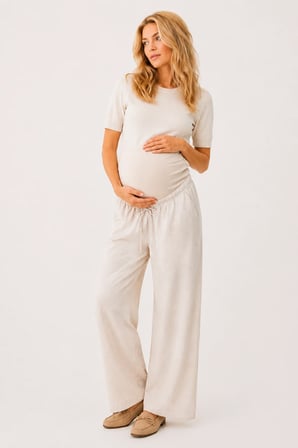 Luvmabelly MYRA8800 – Doğal Keten Yazlık Hamile Pantolonu