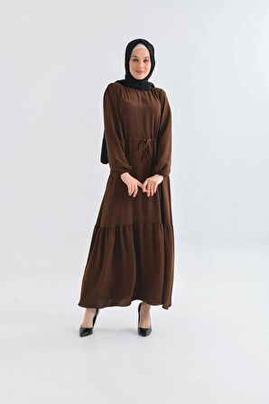 Kahverengi Bisiklet Yaka Beli Tünelli Bağlama Detaylı Geniş E