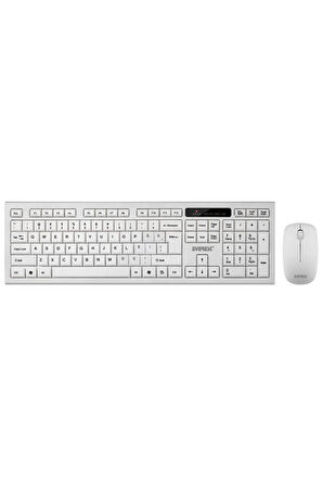 Km-6121 Beyaz Kablosuz Q Slim Klavye + Mouse Set Türkçe Q