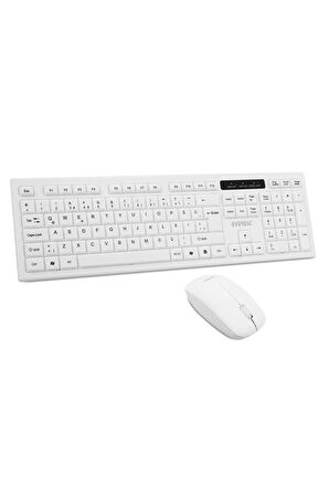 Km-6121 Beyaz Kablosuz Q Slim Klavye + Mouse Set Türkçe Q