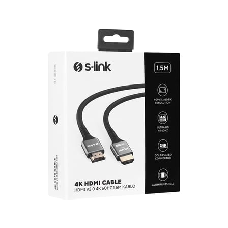 Slx-Hd4K015 19+1 Hdmi To Hdmi 1.5 Metre Metal V2.0 4K (4096-2160) 60Hz Kablo