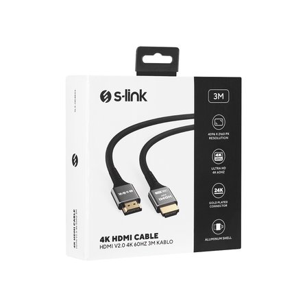 Slx-Hd4K03 19+1 Hdmi To Hdmi 3 Metre Metal V2.0 4K (4096-2160) 60Hz Kablo