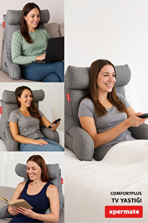 ComfortPlus Tv Yastığı Kollu Okuma Yastığı, Sırt Destek Yastığı, Üçgen Yastık, Bel Yastığı Lacivert