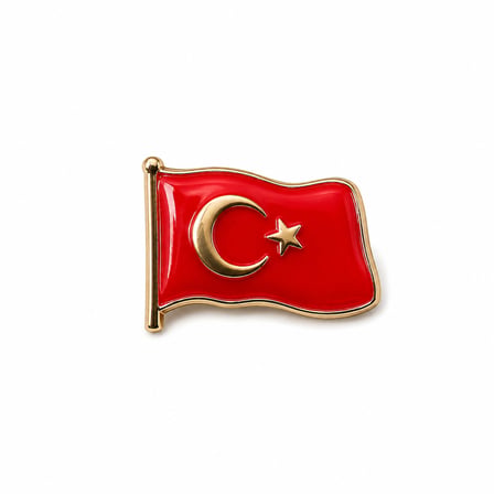 Rozet Türk Bayrağı Gönderli 