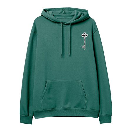 Key  Baskılı Yeşil Hoodie