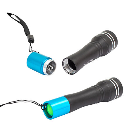 5 Volt 50 Lm A++ Metal Gövdeli Cob Ledli Pilli Çok Fonksiyonlu El Feneri 50m Menzilli