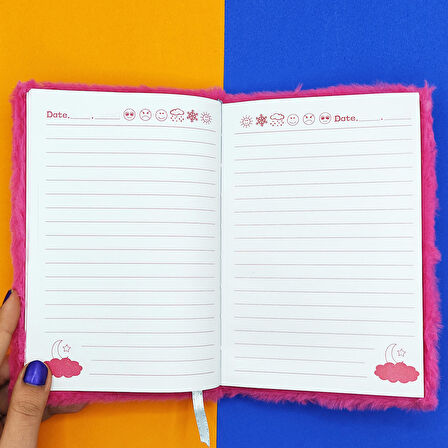 Peluş Pullu Not Defteri (20X13 cm) , 60 Yaprak, Tüylü Lama - Pembe