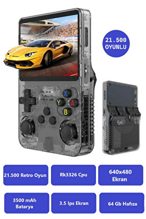 R36S Ips EKRAN/21.500 OYUN/3.500MAH/64GB Hafıza/3.5 Inç Ekran/retro Atari Gampad Oyun Konsolu