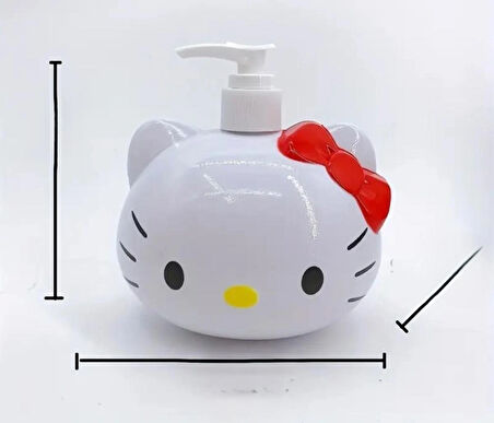 Hello Kitty figürlü sıvı sabunluk basınçlı losyon şişesi kırmızı fiyonklu model