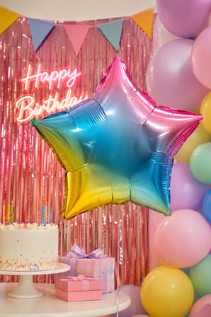Folyo Balon Yıldız Rainbow 18 İnç 45 cm Renkli Doğum Günü Parti Kutlama Süsleme Dekor Balonu