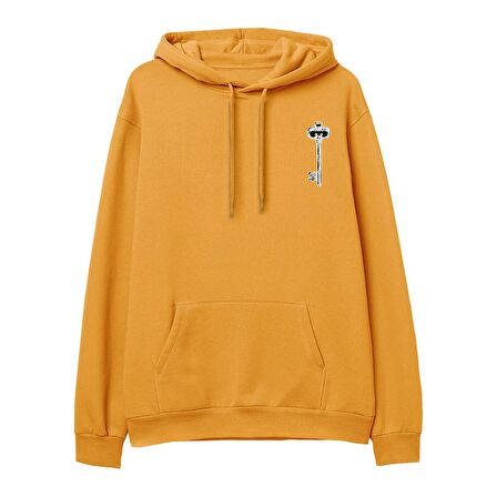 Key Baskılı Hoodie-Portakal