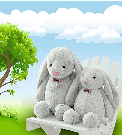 Uyku Arkadaşım PAPYONLU Uzun Kulak Bunny Peluş Tavşan 65 cm