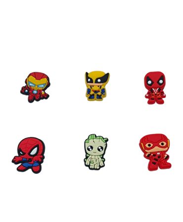 Güçlü Adımlar, Efsanevi Kahramanlar: Avengers Temalı 6'lı Terlik Süsleriyle Tarzınızı Gösterin