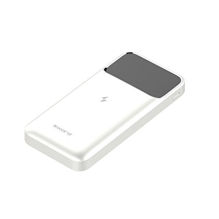 SWORD 10.000mAh Kablosuz Powerbank 22.5W PD&QC Hızlı Şarj Type-C+USB+Wireless Beyaz SW-WQ11